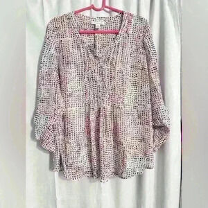 Motherhood Maternity Printed Blouse Size L Attached Tank